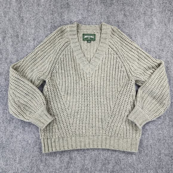 American Eagle Sweater Womens Small Green Oversized Chunky Knit V Neck Cottage - Picture 1 of 15